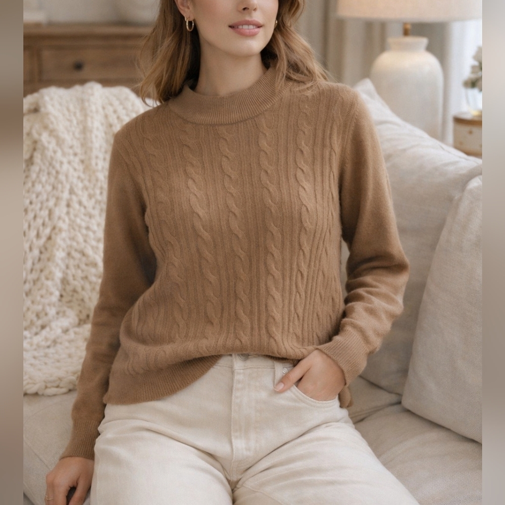 Penmans Cable Knit Crewneck Sweater Brown Size L Soft Classic Cozy Minimalist